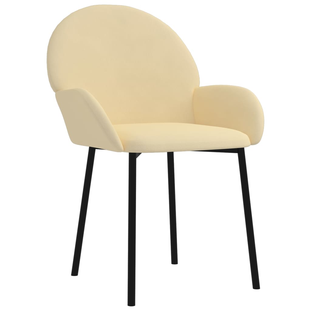 Eetkamerstoelen 2 st fluweel crèmekleurig