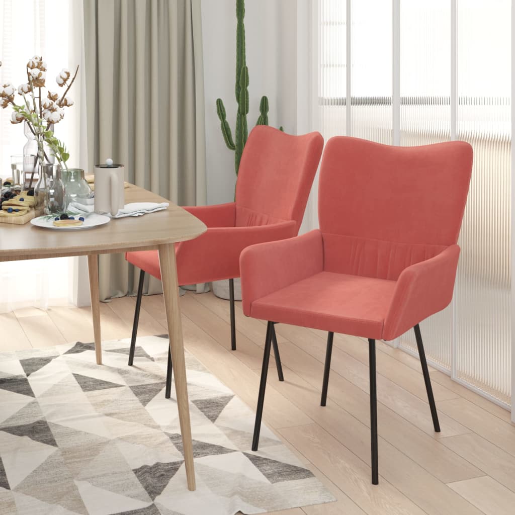 Eetkamerstoelen 2 st fluweel roze