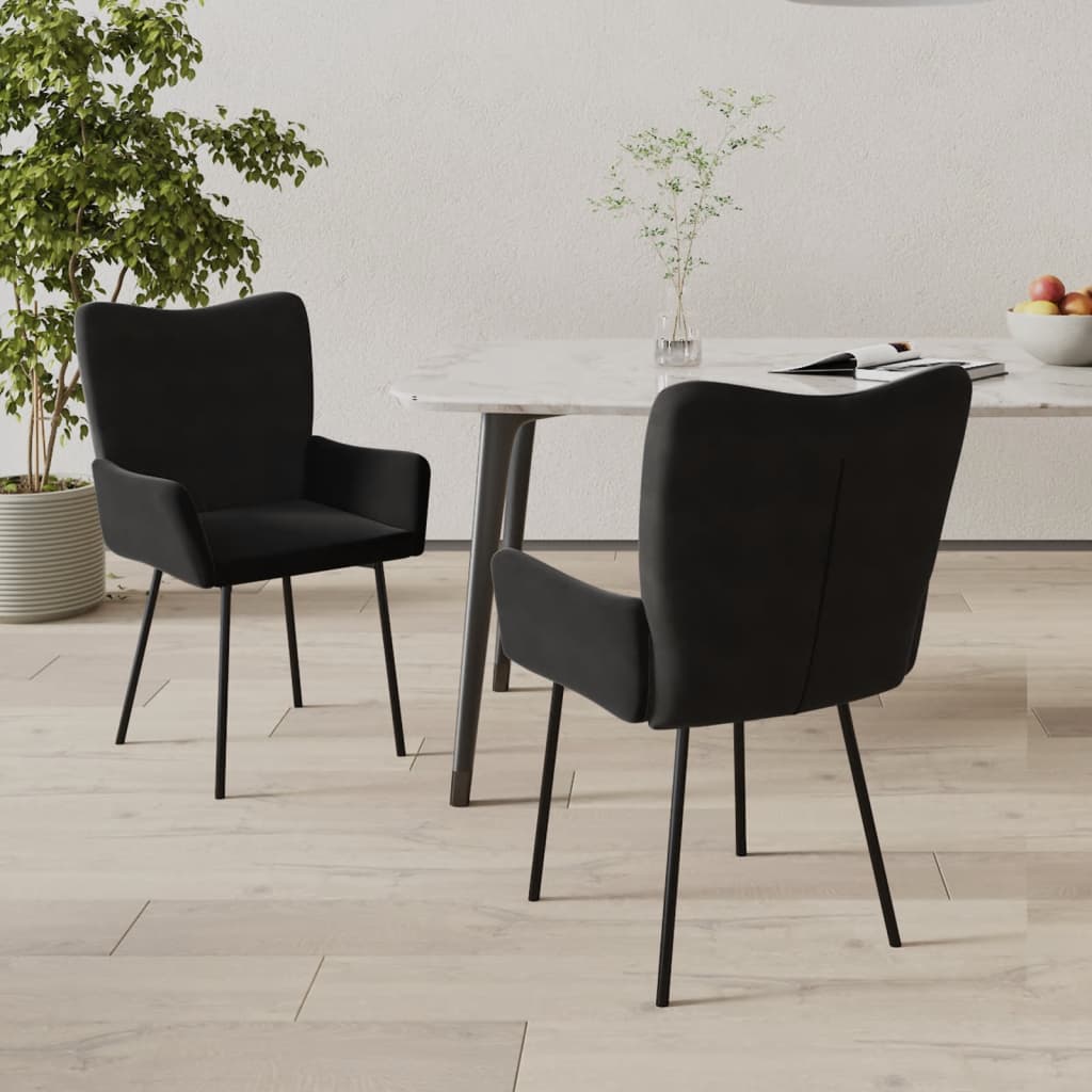 Eetkamerstoelen 2 st fluweel zwart