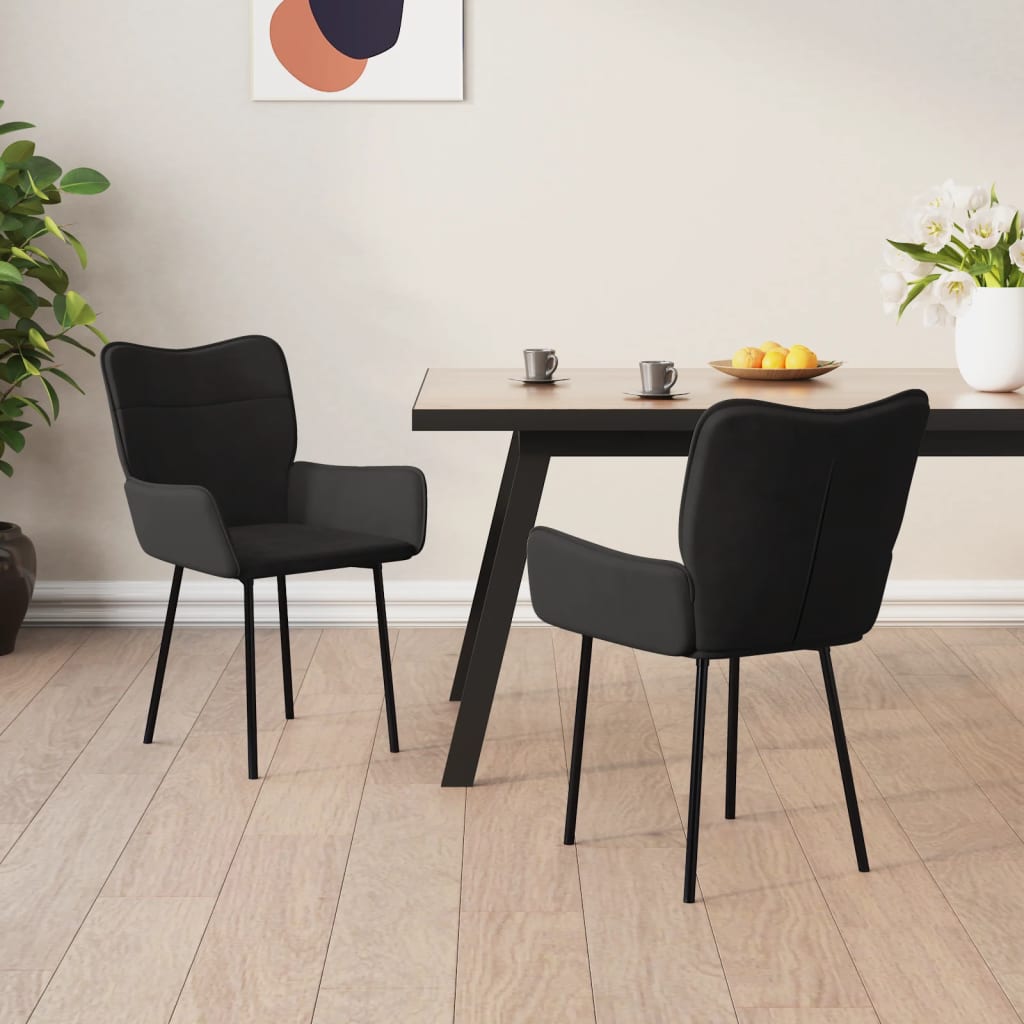 Eetkamerstoelen 2 st fluweel zwart