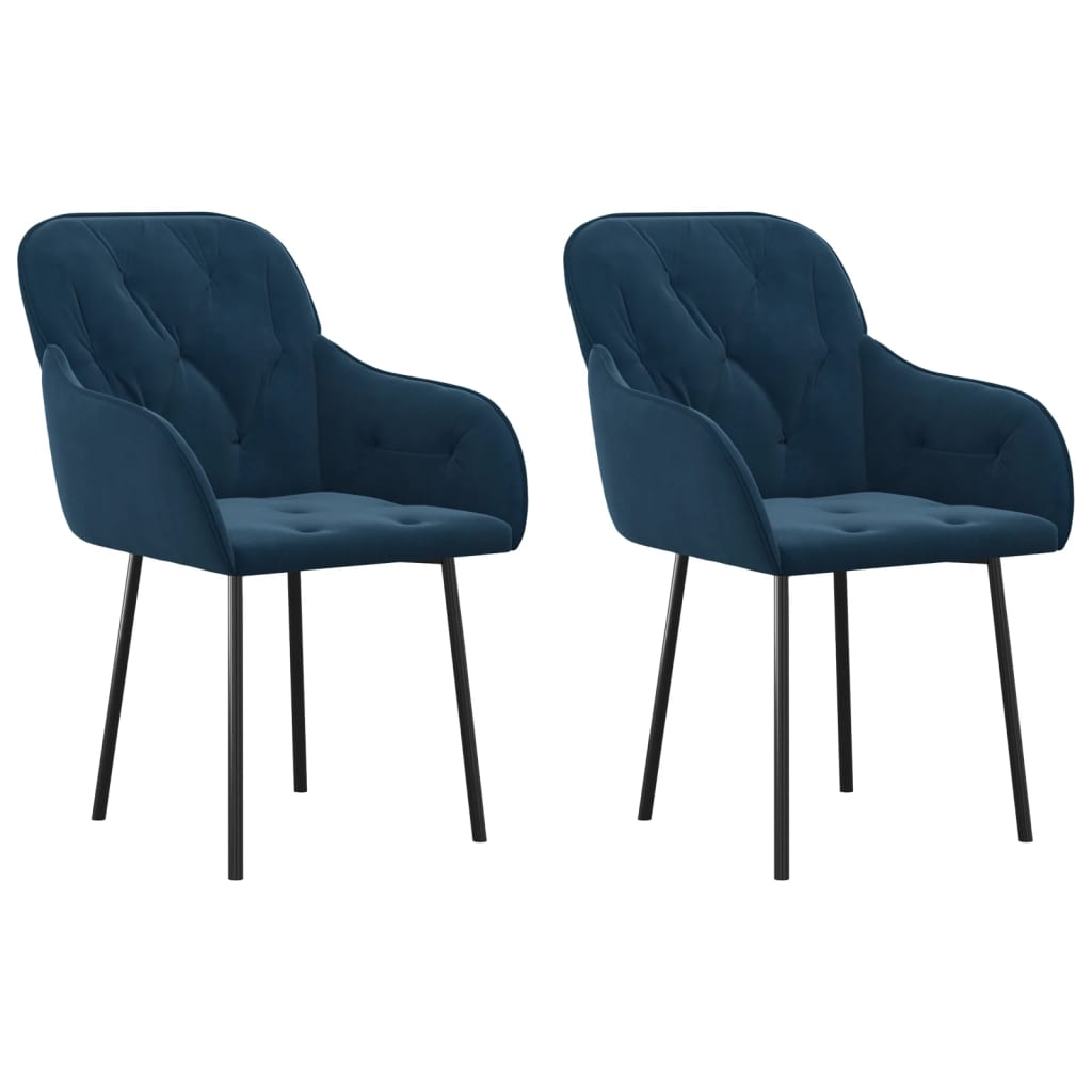 Eetkamerstoelen 2 st fluweel blauw