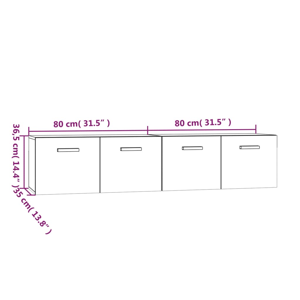 Wandkasten 2 St 80X35X36,5 Cm Bewerkt Hout Bruineikenkleurig