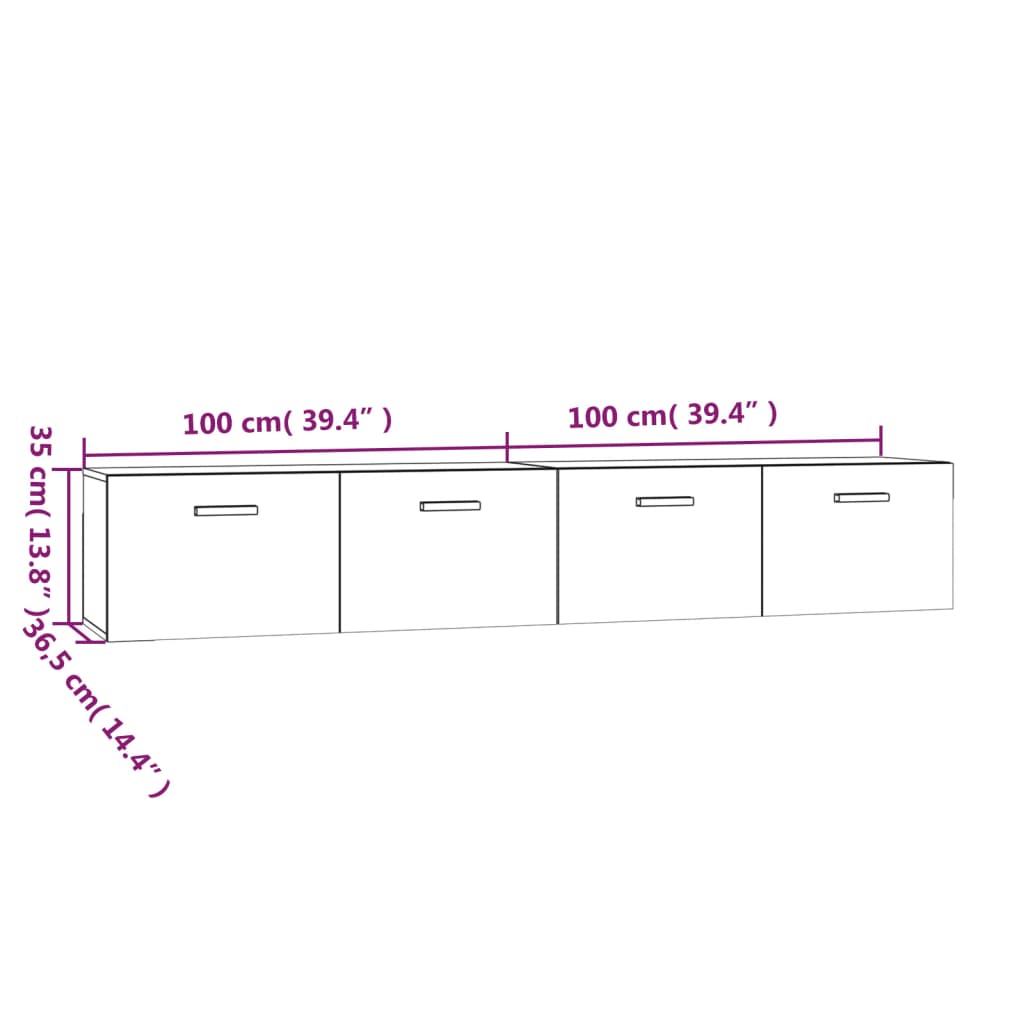 Wandkasten 2 St 100X36,5X35 Cm Bewerkt Hout Bruineikenkleurig