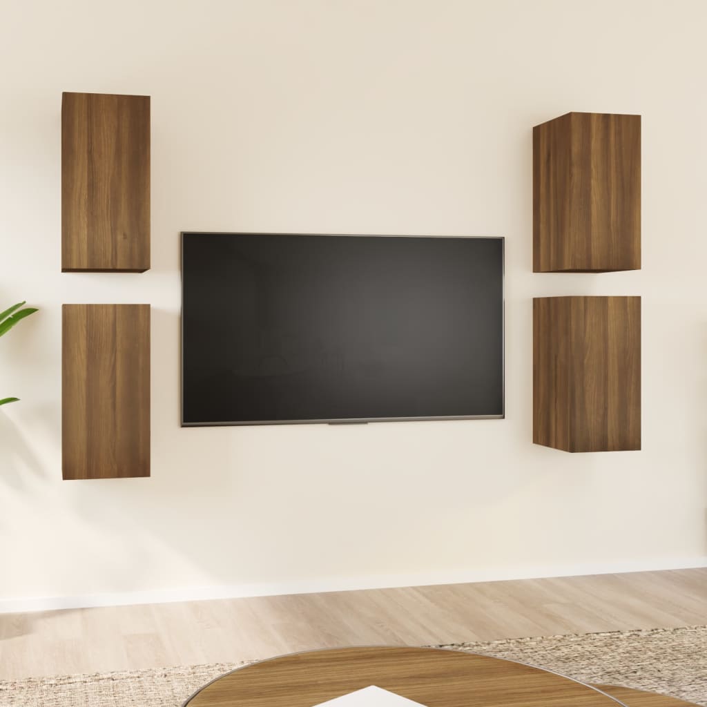 Tv-Meubelen 4 St 30,5X30X60 Cm Bewerkt Hout Bruineikenkleurig