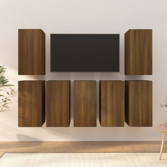 Tv-Meubels 7 St 30,5X30X60 Cm Bewerkt Hout Bruineikenkleurig