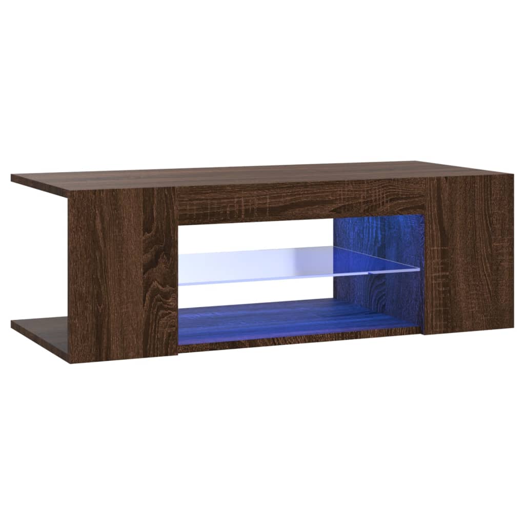 Tv-Meubel Met Led-Verlichting 90X39X30 Cm Bruineikenkleurig