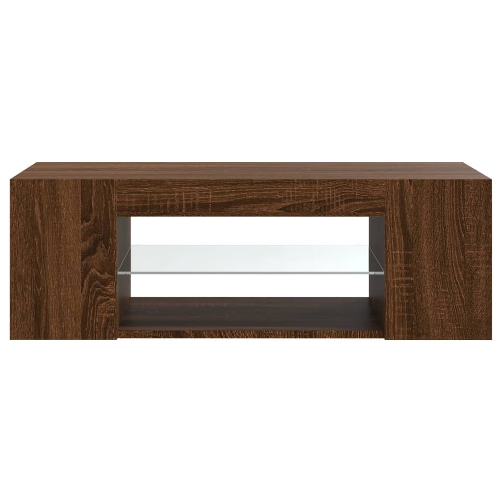 Tv-Meubel Met Led-Verlichting 90X39X30 Cm Bruineikenkleurig