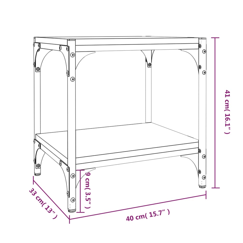 Tv-Meubel 40X33X41 Cm Bewerkt Hout En Staal Bruineikenkleurig