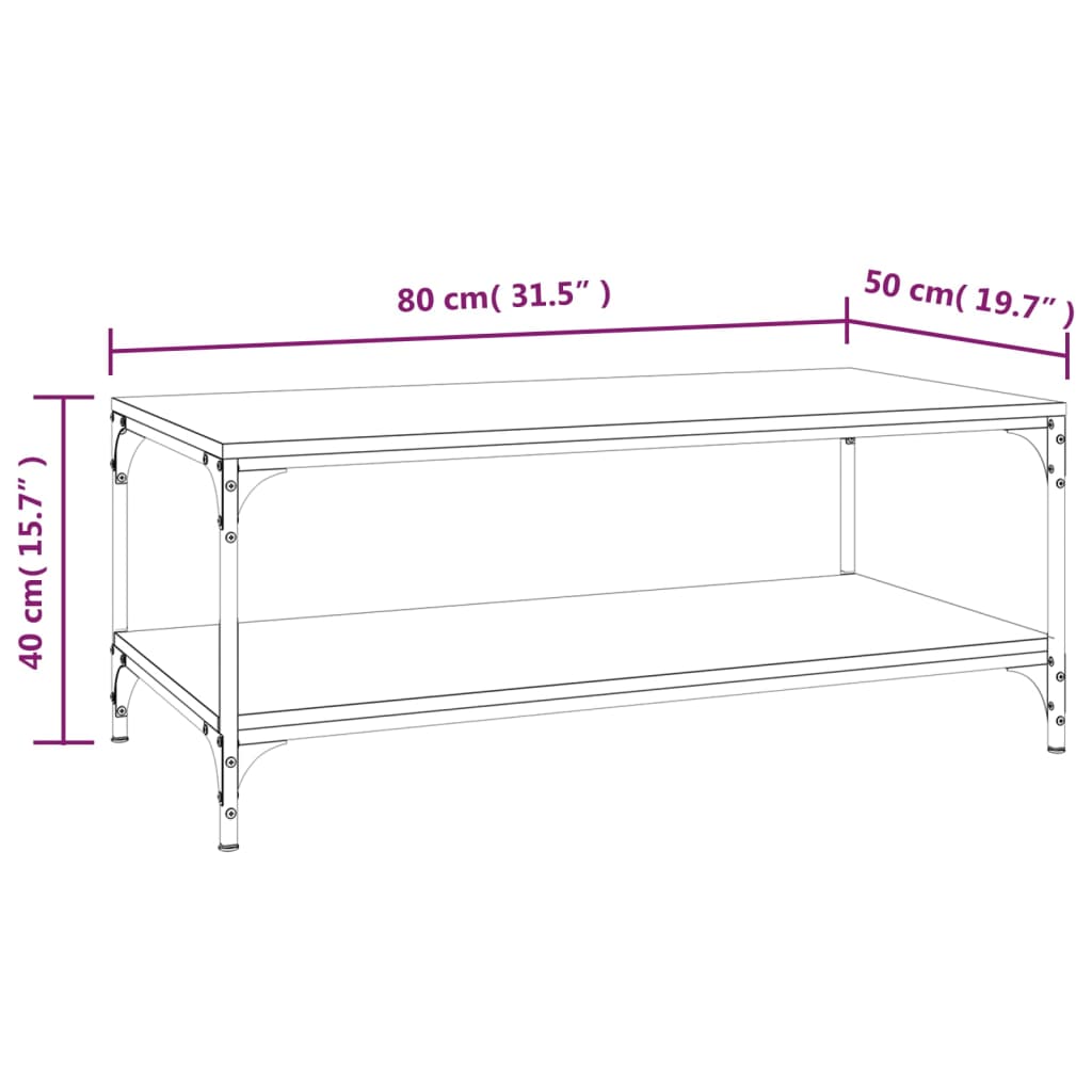 Salontafel 80X50X40 Cm Bewerkt Hout Bruineikenkleurig