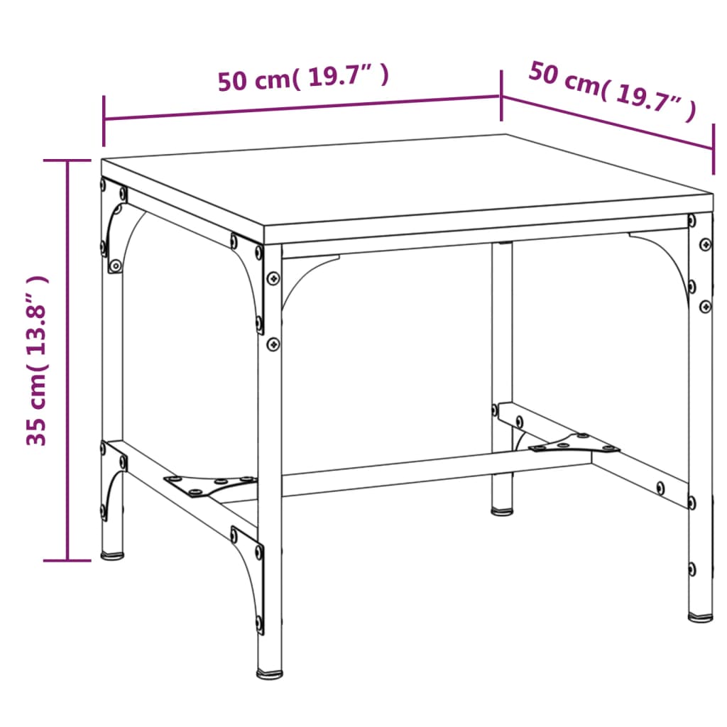 Salontafel 50X50X35 Cm Bewerkt Hout Bruineikenkleurig