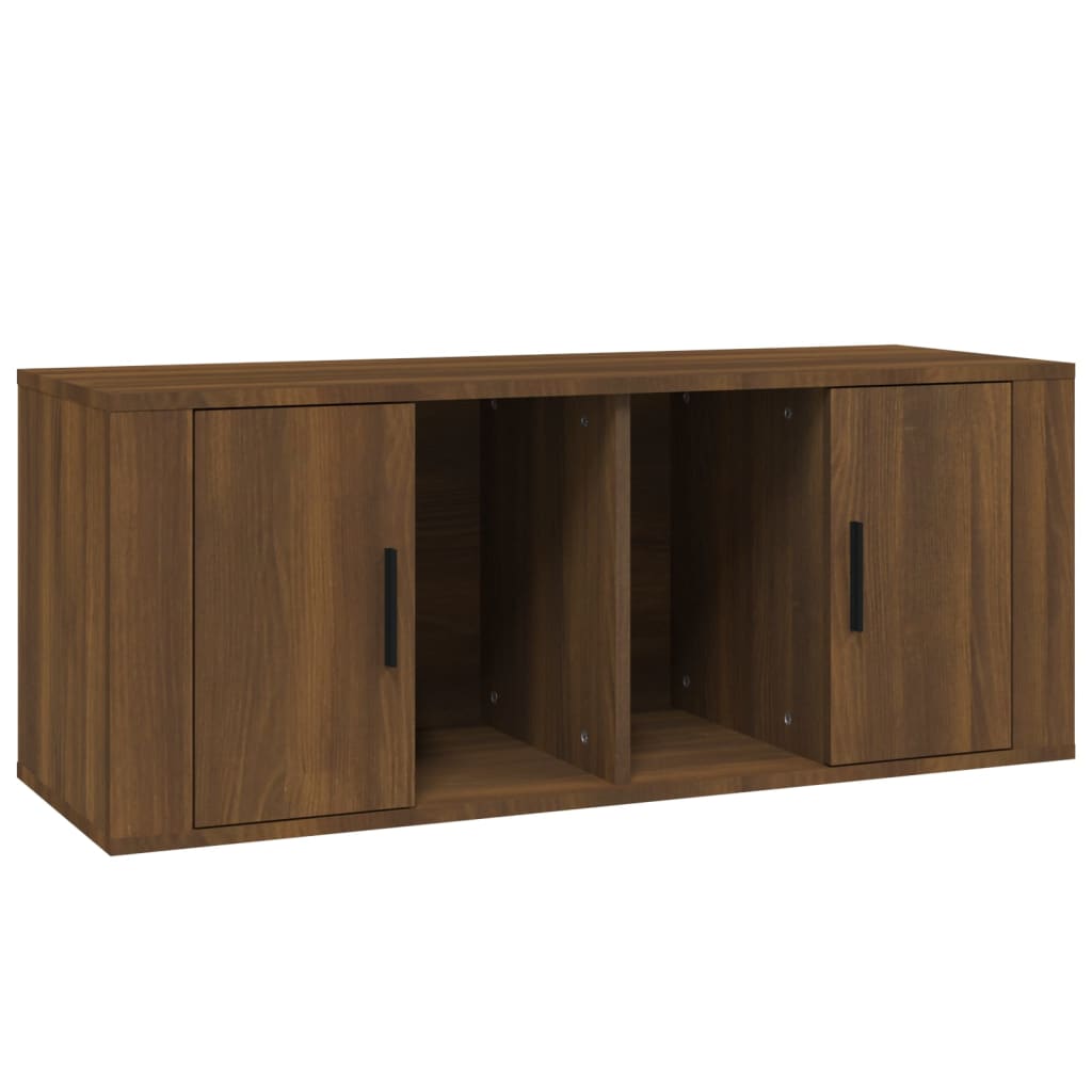 Tv-Meubel 100X35X40 Cm Bewerkt Hout Bruineikenkleurig