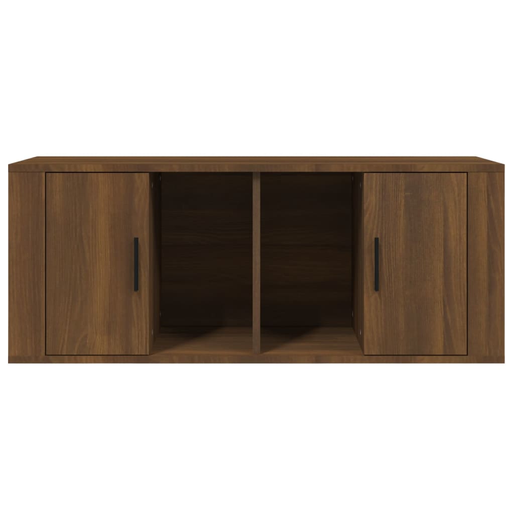 Tv-Meubel 100X35X40 Cm Bewerkt Hout Bruineikenkleurig