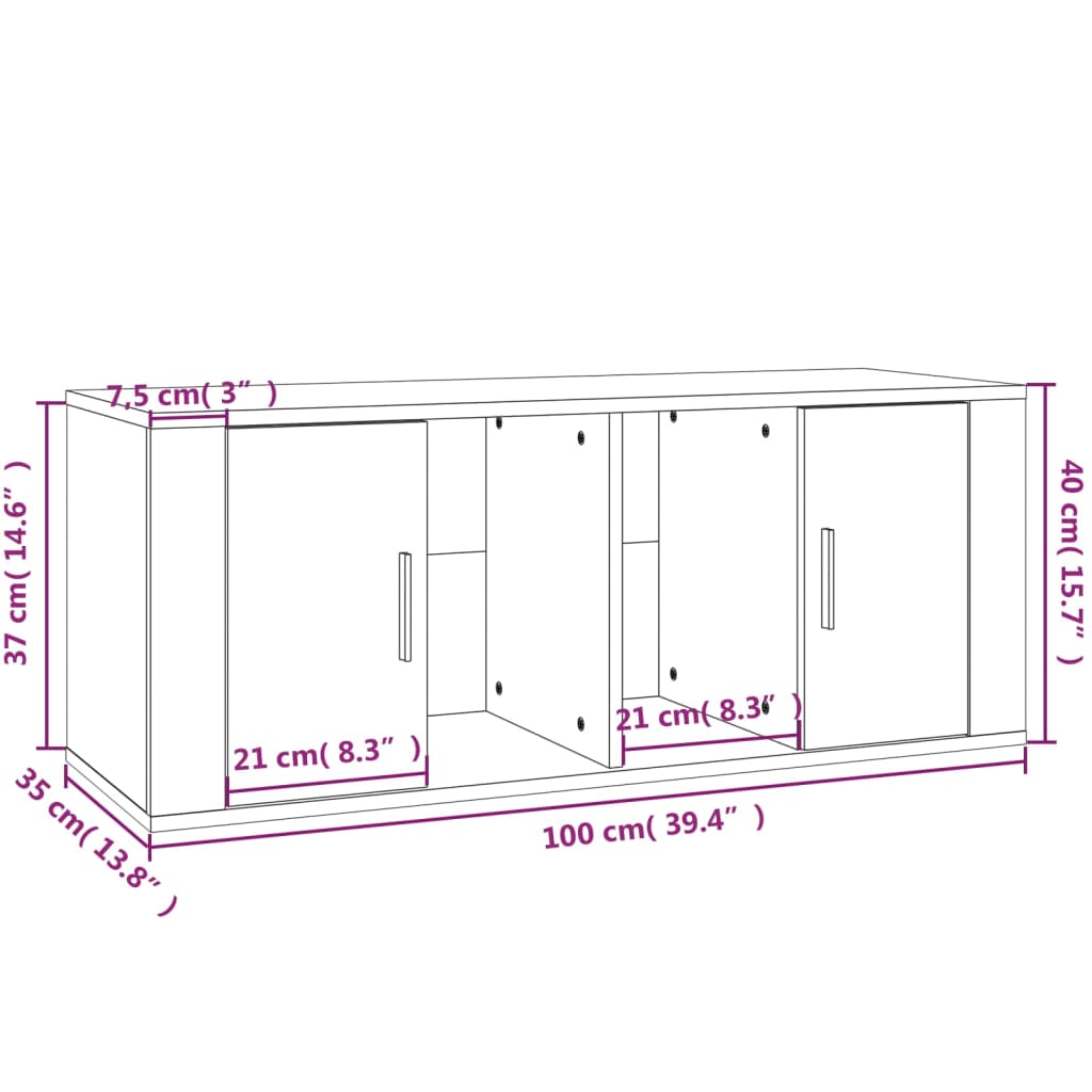 Tv-Meubel 100X35X40 Cm Bewerkt Hout Bruineikenkleurig