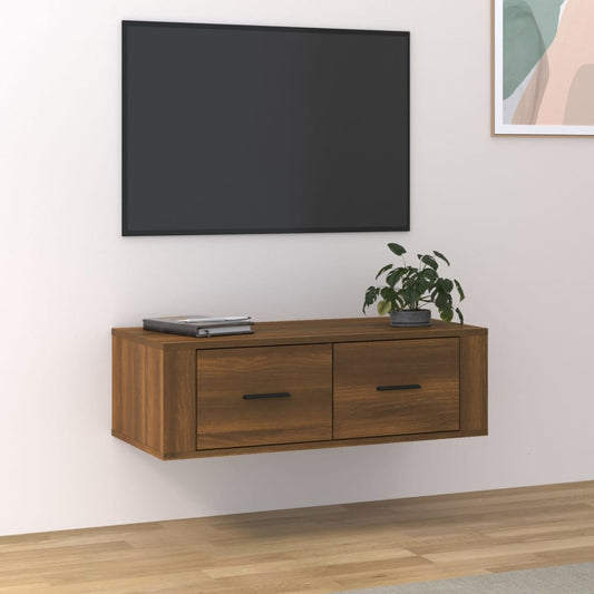 Tv-Hangmeubel 80X36X25 Cm Bewerkt Hout Bruineikenkleurig