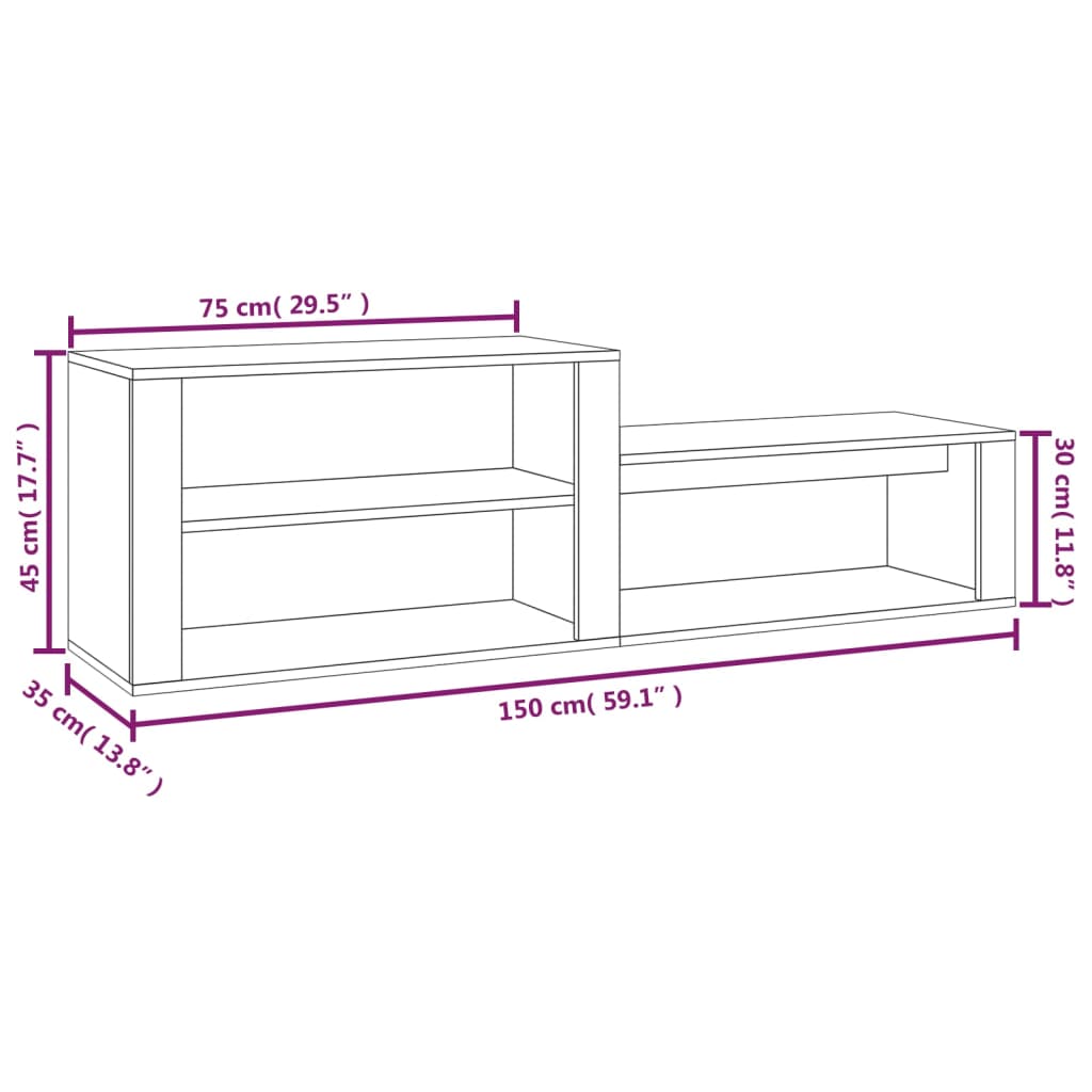 Schoenenkast 150X35X45 Cm Bewerkt Hout Bruineikenkleurig