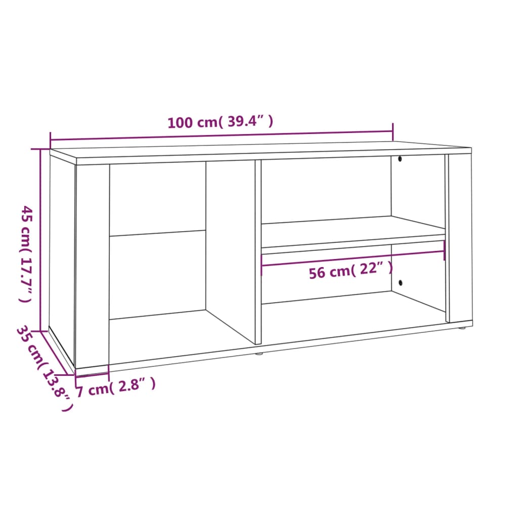 Schoenenkast 100X35X45 Cm Bewerkt Hout Bruineikenkleurig