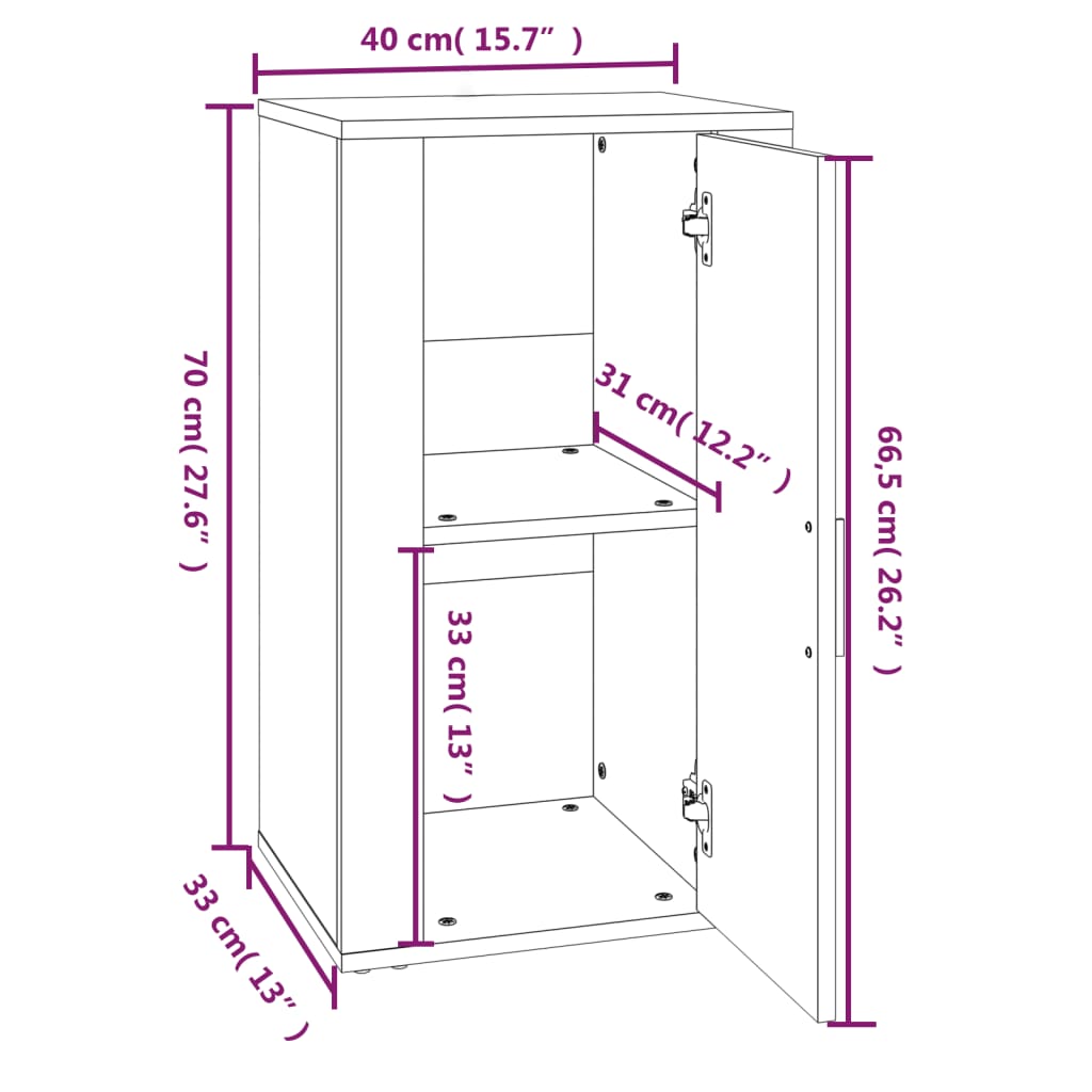 Dressoir 40X33X70 Cm Bewerkt Hout Bruineikenkleurig