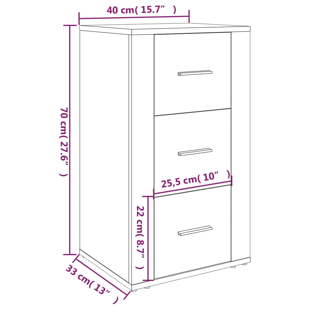 Dressoir 40X33X70 Cm Bewerkt Hout Bruineikenkleurig