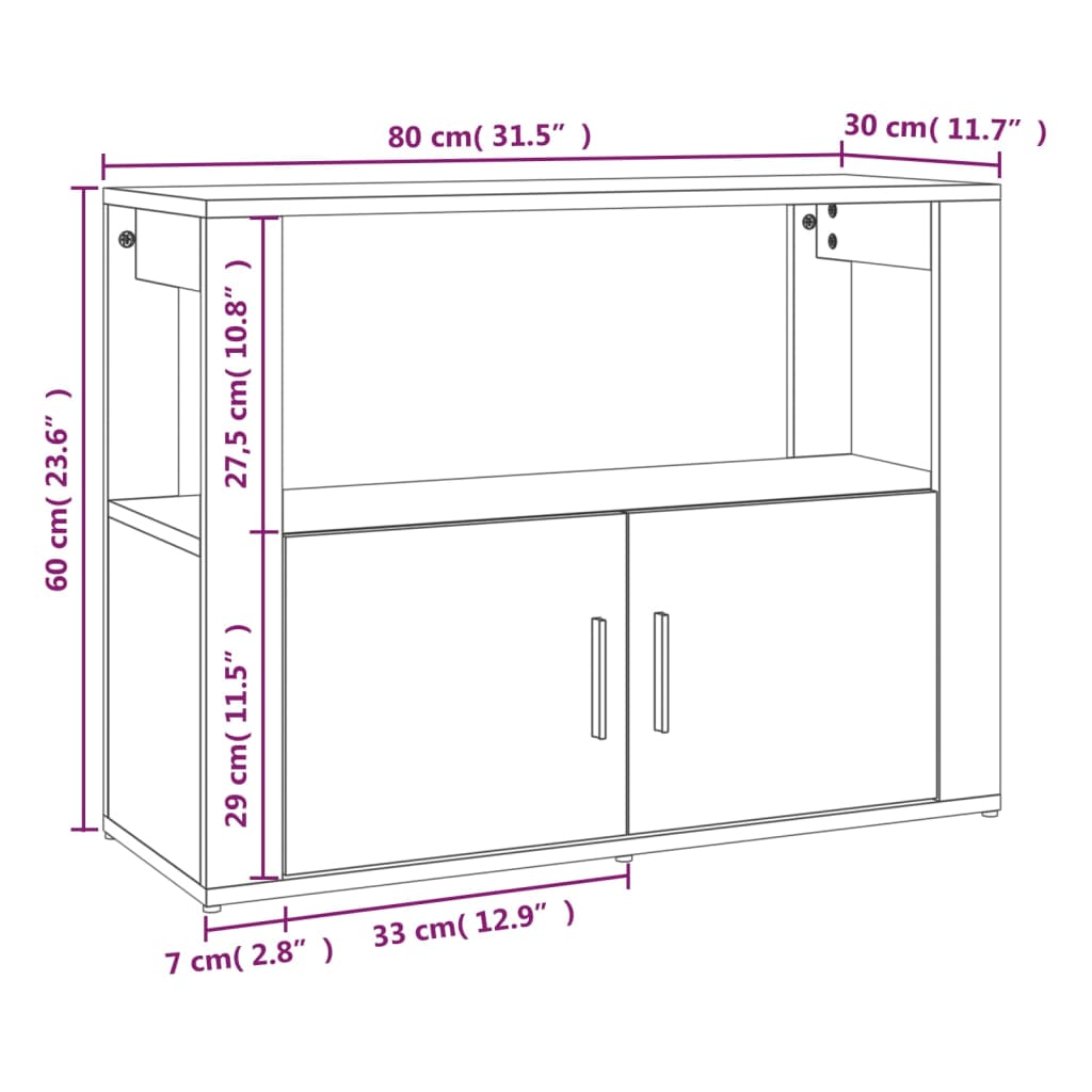 Dressoir 80X30X60 Cm Bewerkt Hout Bruineikenkleurig