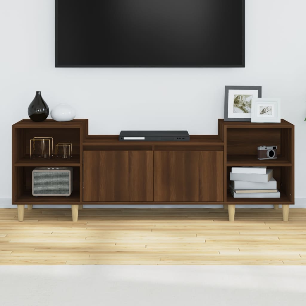 Tv-Meubel 160X35X55 Cm Bewerkt Hout Bruineikenkleurig