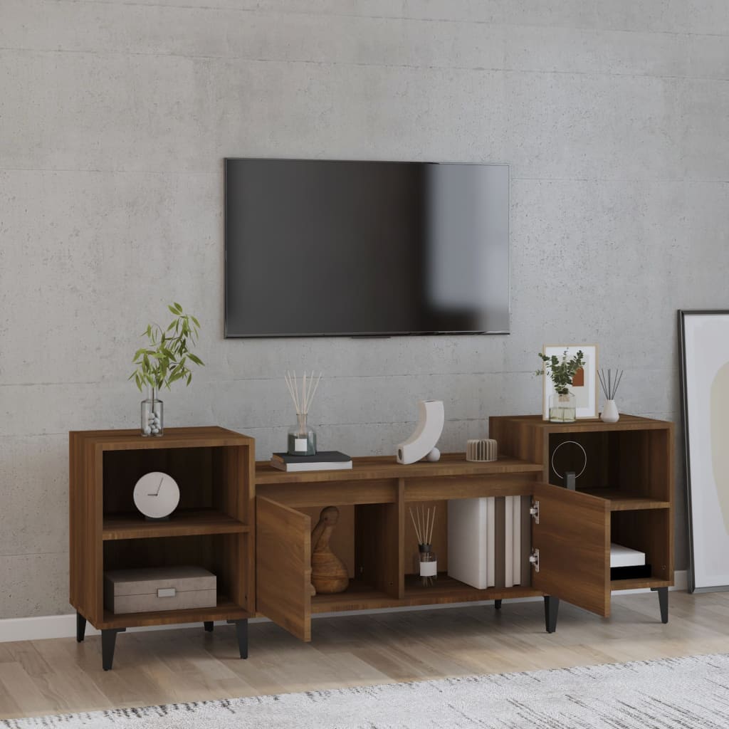 Tv-Meubel 160X35X55 Cm Bewerkt Hout Bruineikenkleurig