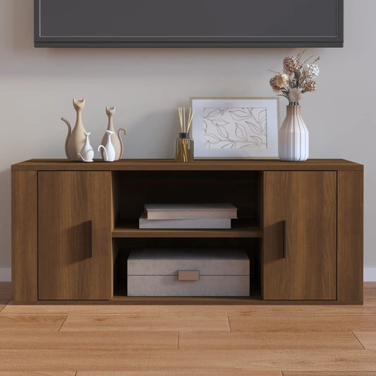 Tv-Meubel 100X35X40 Cm Bewerkt Hout Bruineikenkleurig