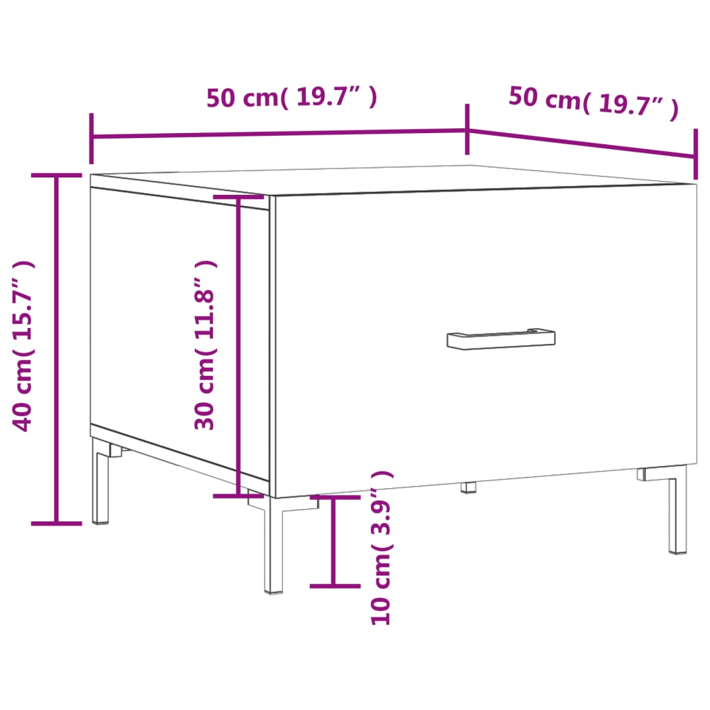 Salontafel 50X50X40 Cm Bewerkt Hout Betongrijs 1