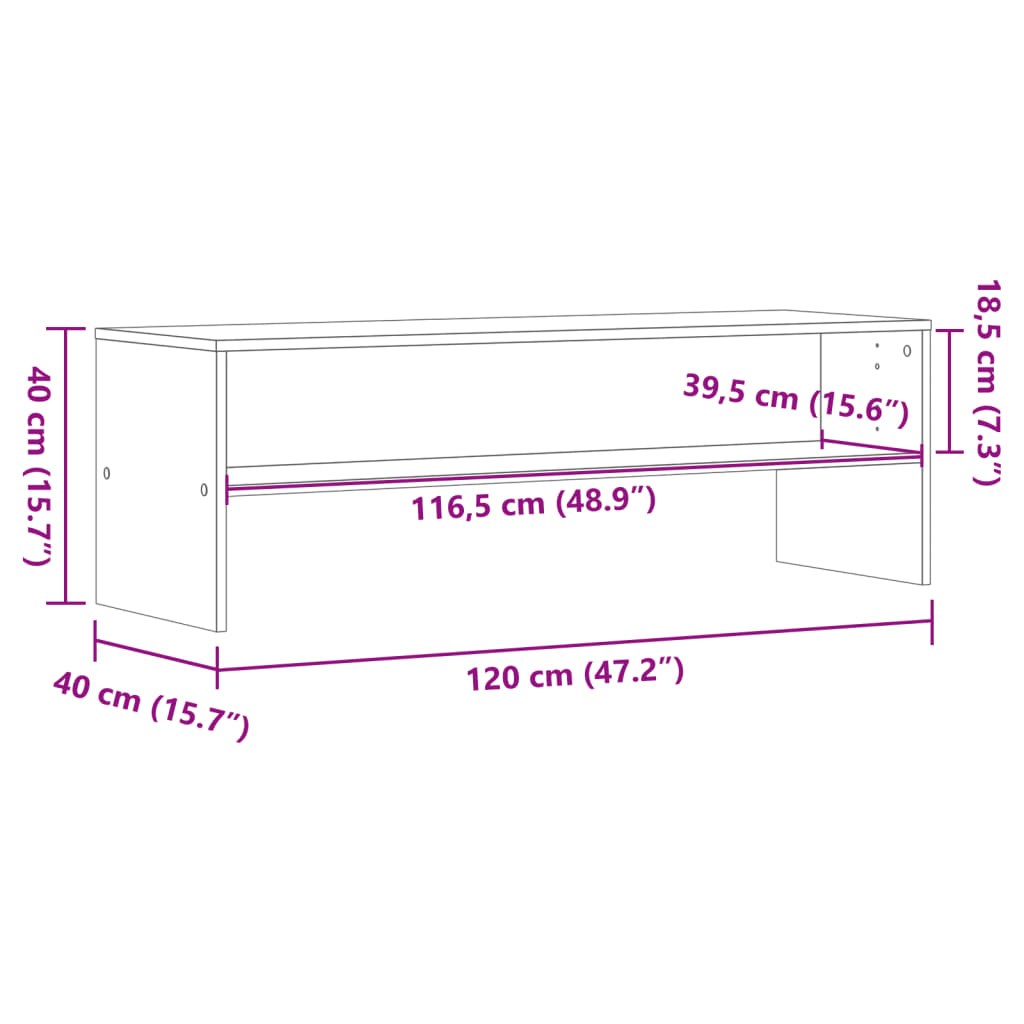 Tv-meubel 120x40x40 cm bewerkt hout bruin eikenkleurig