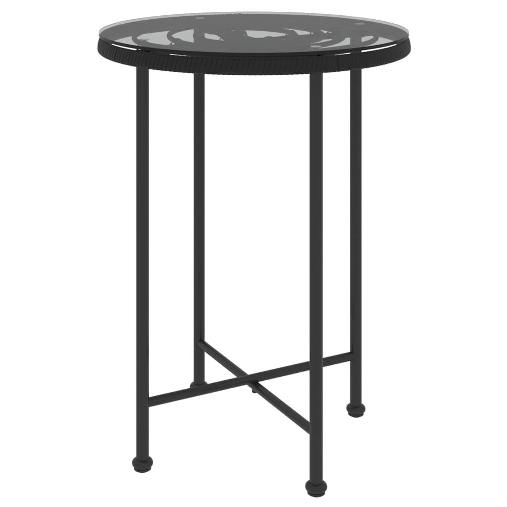 Eettafel Ø55 cm gehard glas en staal zwart