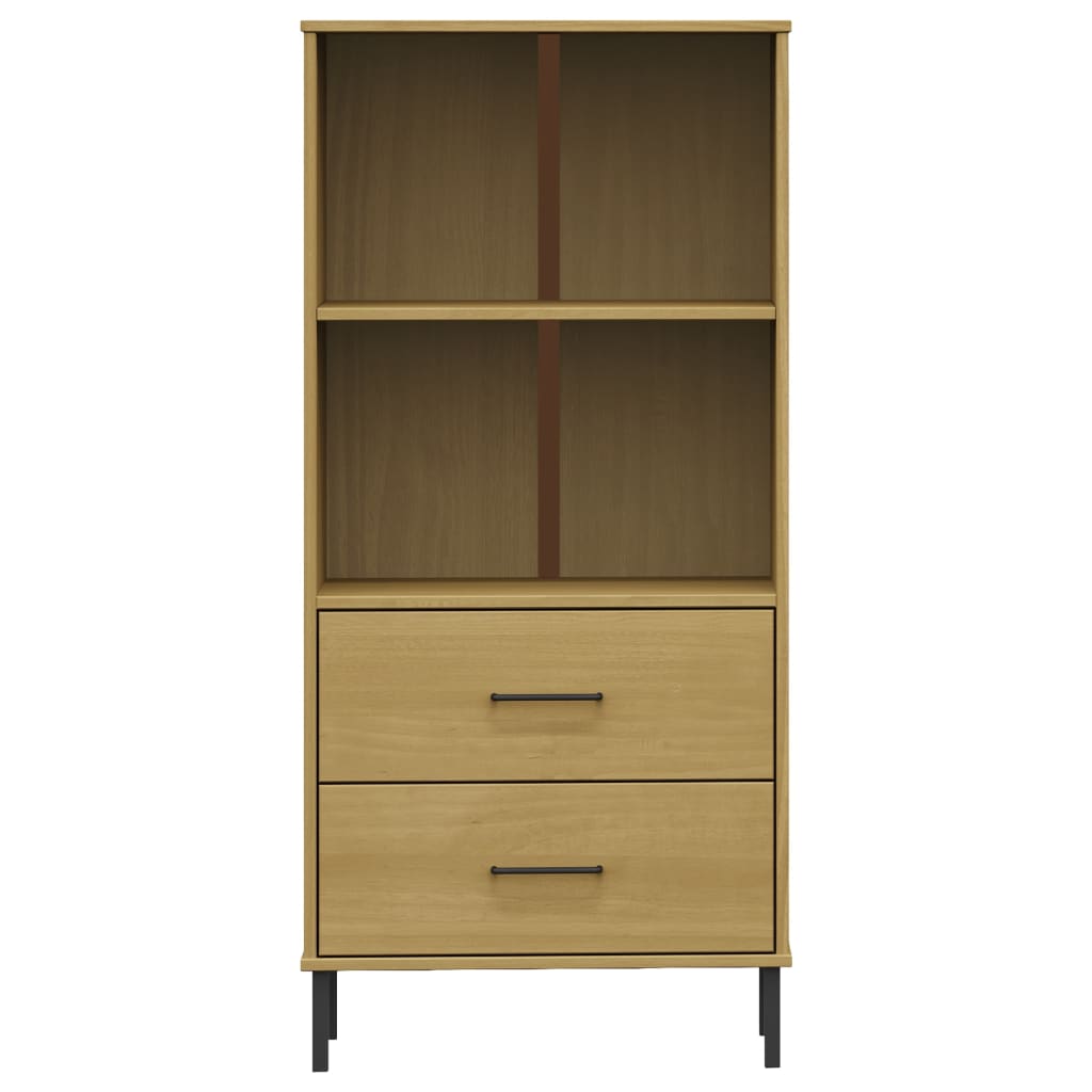 Boekenkast Met 2 Lades Oslo 60X35X128,5 Cm Massief Hout Bruin