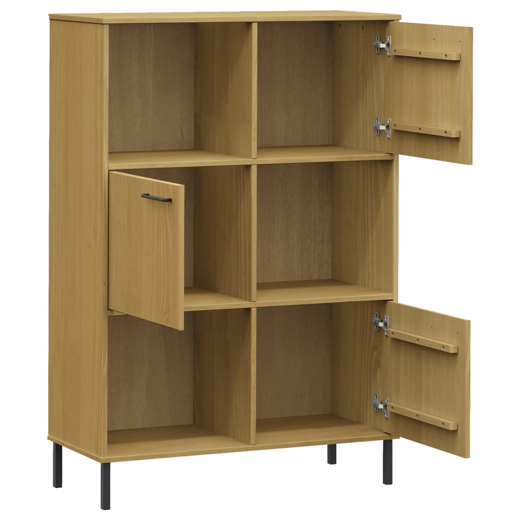 Boekenkast Met Metalen Poten Oslo 90X35X128,5 Cm Hout Bruin