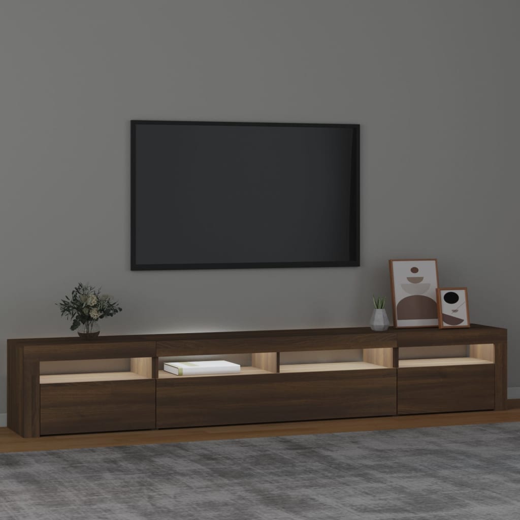 Tv-Meubel Met Led-Verlichting 240X35X40 Cm Bruineikenkleurig