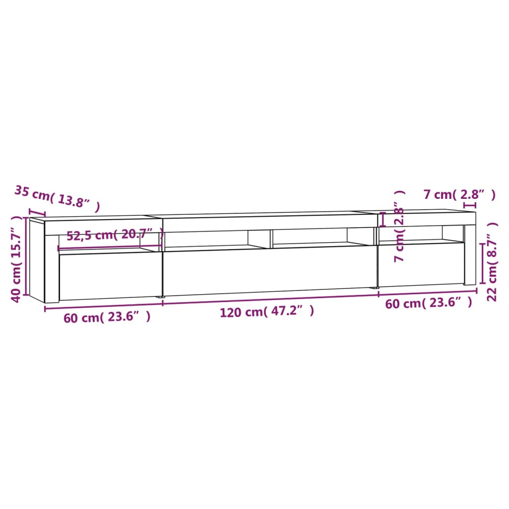 Tv-Meubel Met Led-Verlichting 240X35X40 Cm Bruineikenkleurig