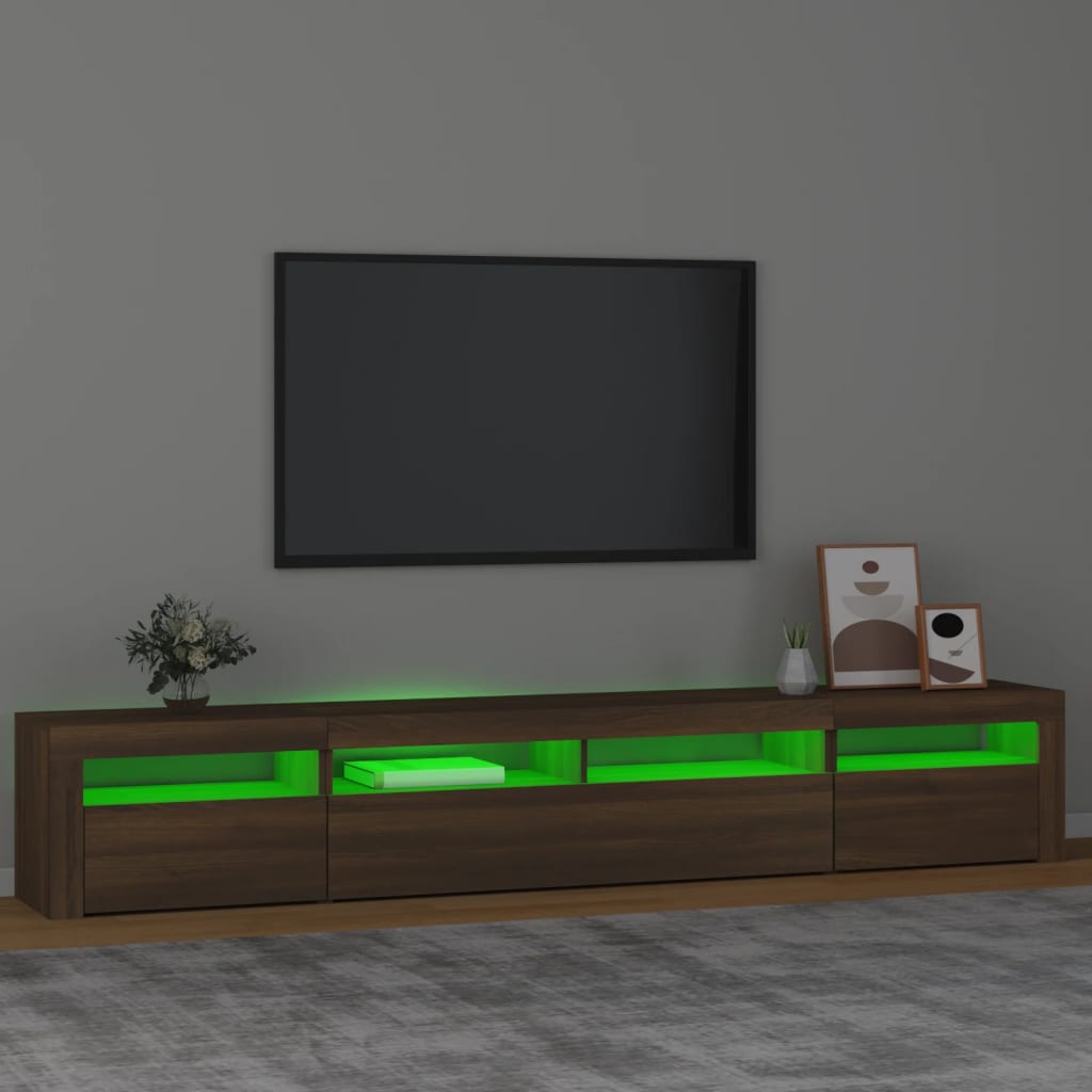 Tv-Meubel Met Led-Verlichting 240X35X40 Cm Bruineikenkleurig