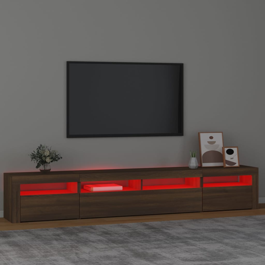 Tv-Meubel Met Led-Verlichting 240X35X40 Cm Bruineikenkleurig