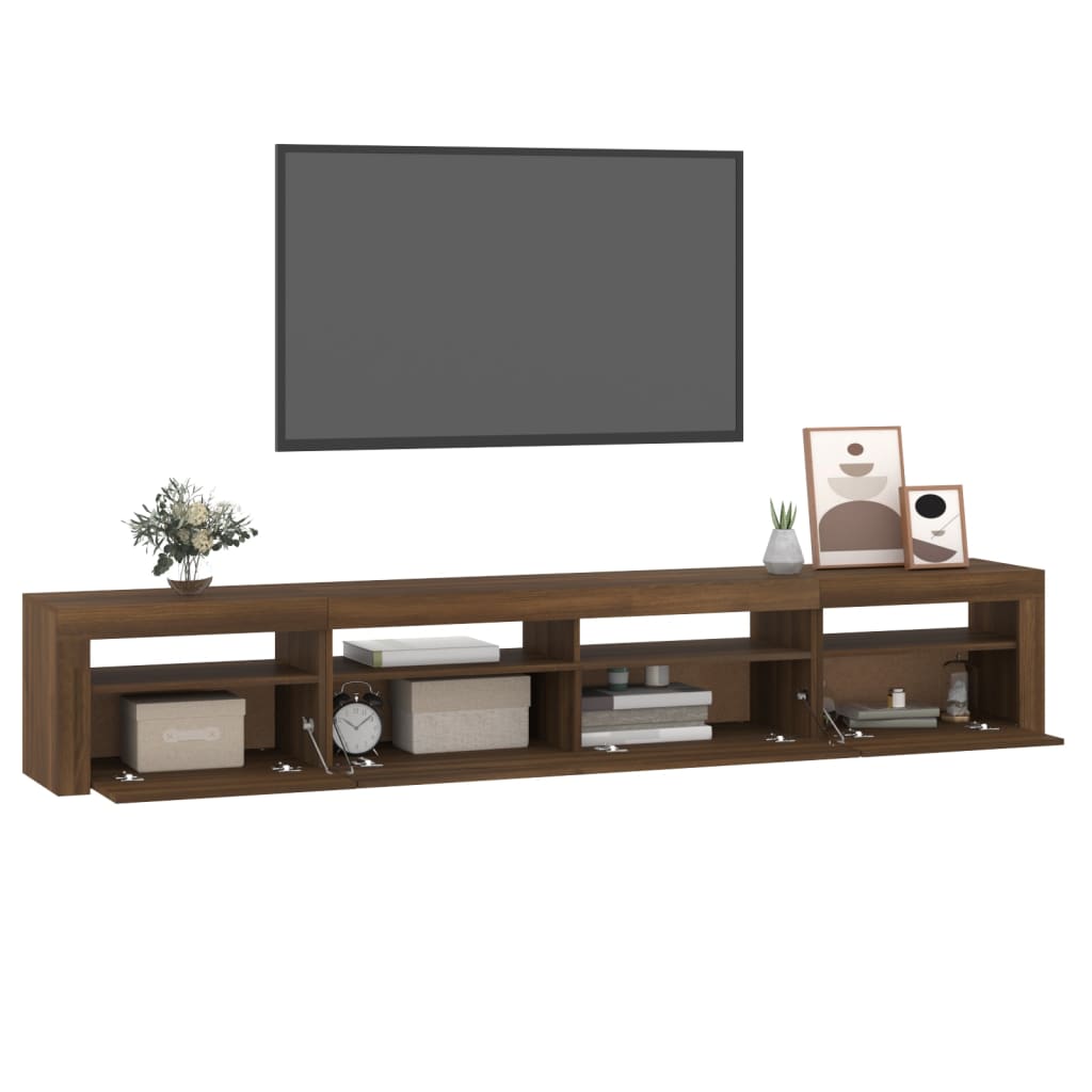 Tv-Meubel Met Led-Verlichting 240X35X40 Cm Bruineikenkleurig