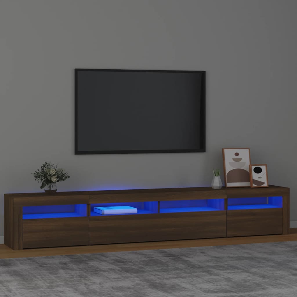 Tv-Meubel Met Led-Verlichting 240X35X40 Cm Bruineikenkleurig