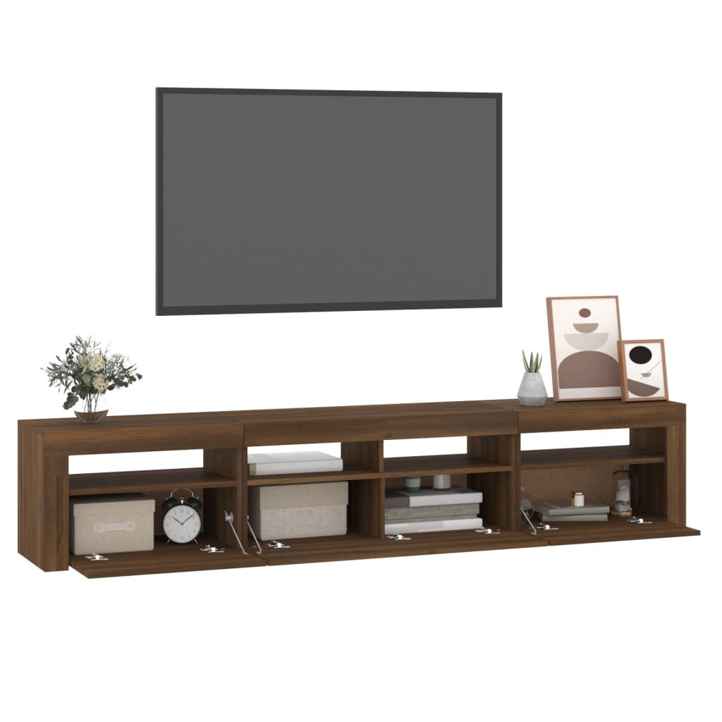 Tv-Meubel Met Led-Verlichting 210X35X40 Cm Bruineikenkleurig