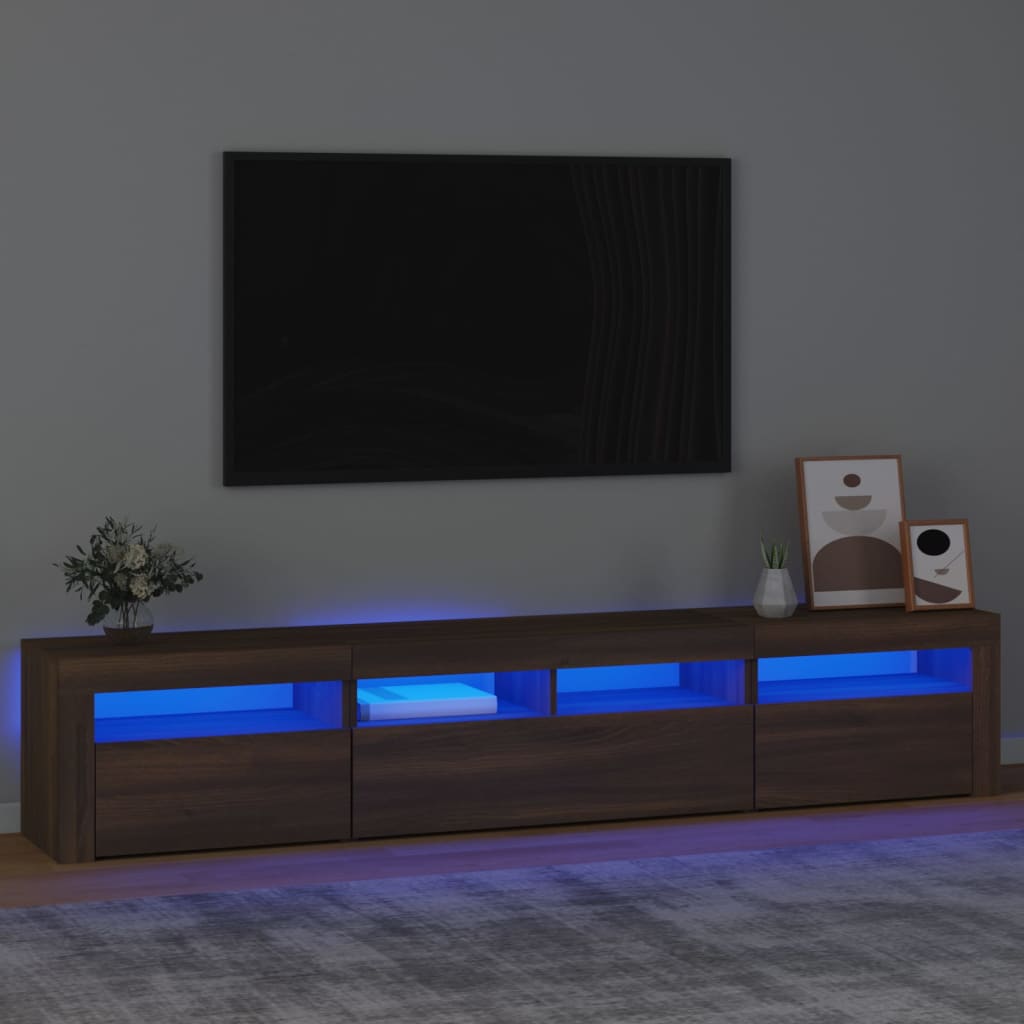 Tv-Meubel Met Led-Verlichting 210X35X40 Cm Bruineikenkleurig