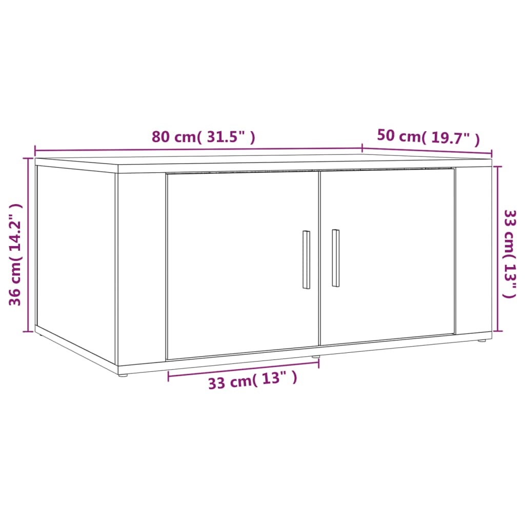 Salontafel 80X50X36 Cm Bewerkt Hout Bruineikenkleurig