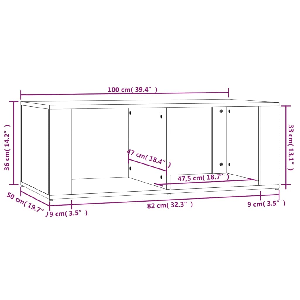 Salontafel 100X50X36 Cm Bewerkt Hout Bruineikenkleurig