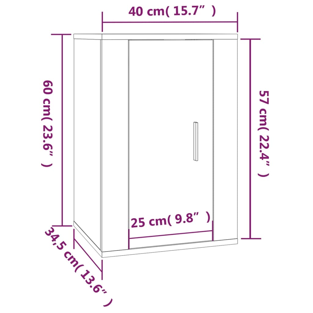 Tv-Wandmeubel 40X34,5X60 Cm Bruineikenkleurig