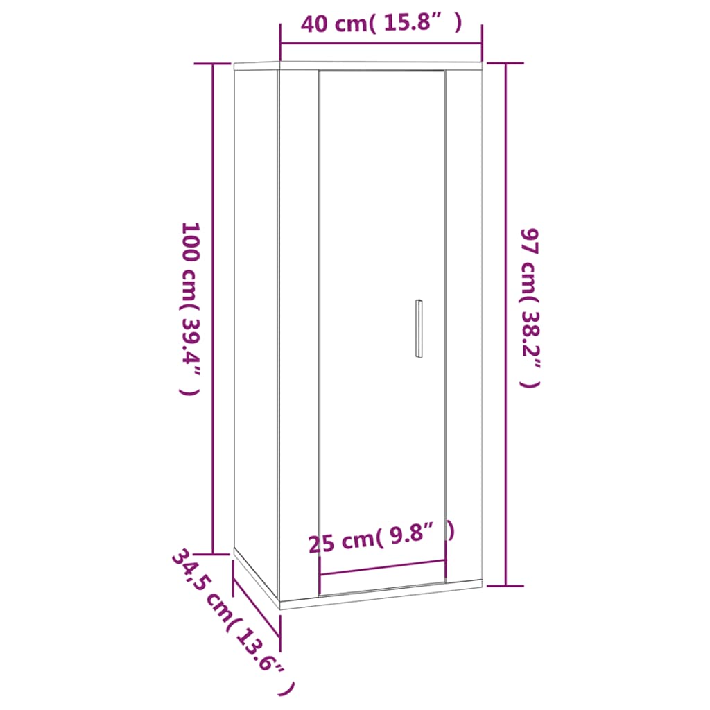 Tv-Wandmeubel 40X34,5X100 Cm Bruineikenkleurig