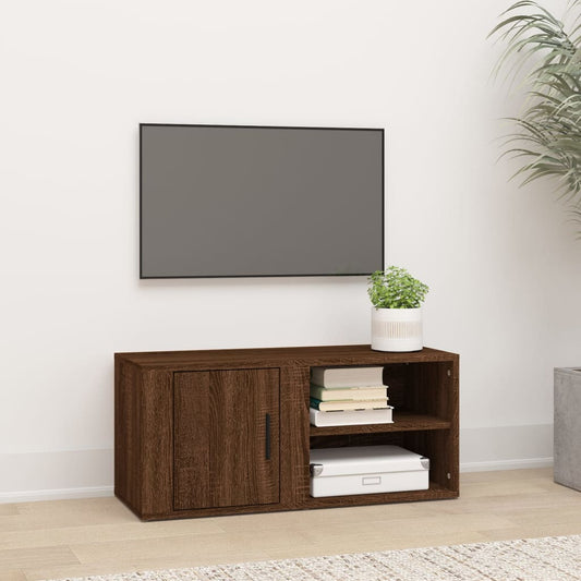 Tv-Meubel 80X31,5X36 Cm Bewerkt Hout Bruineikenkleurig