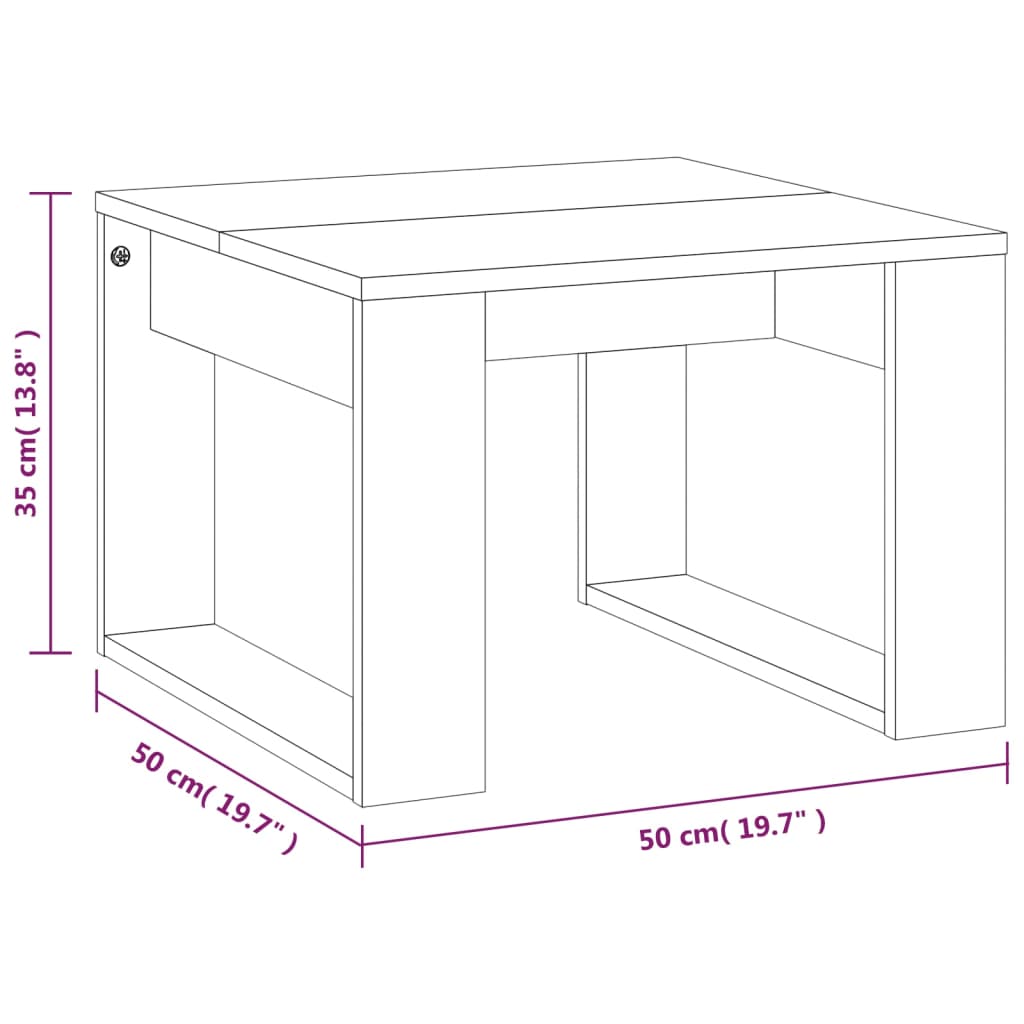 Bijzettafel 50X50X35 Cm Bewerkt Hout Bruineikenkleurig