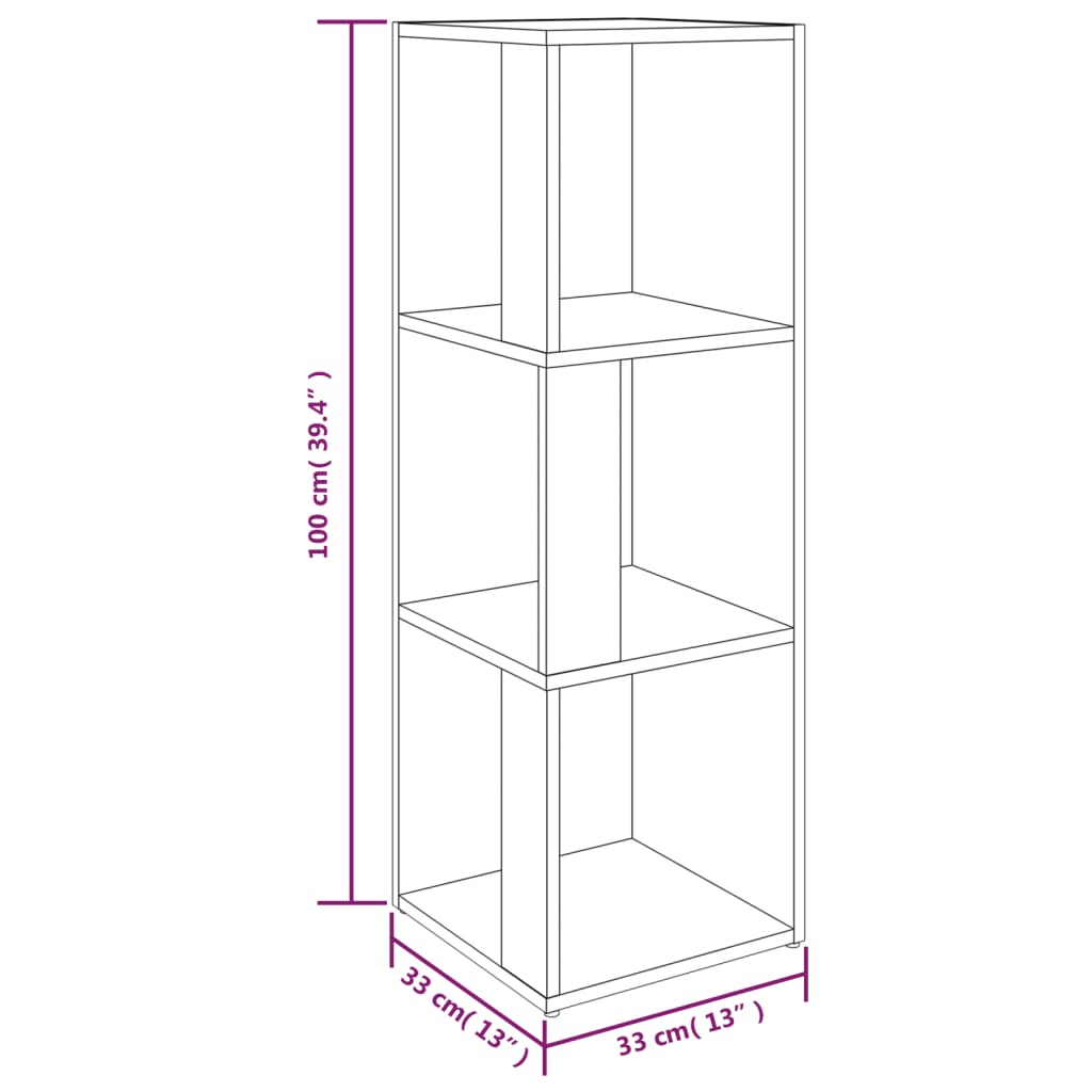 Hoekkast 33X33X100 Cm Bewerkt Hout Bruineikenkleurig