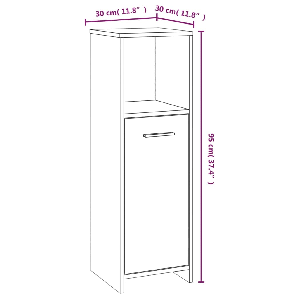 Badkamerkast 30X30X95 Cm Bewerkt Hout Bruineikenkleurig