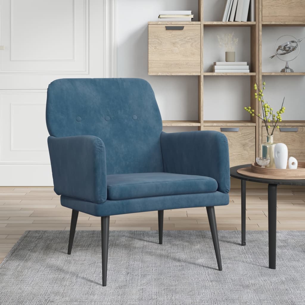 Fauteuil 62x79x79 cm fluweel blauw