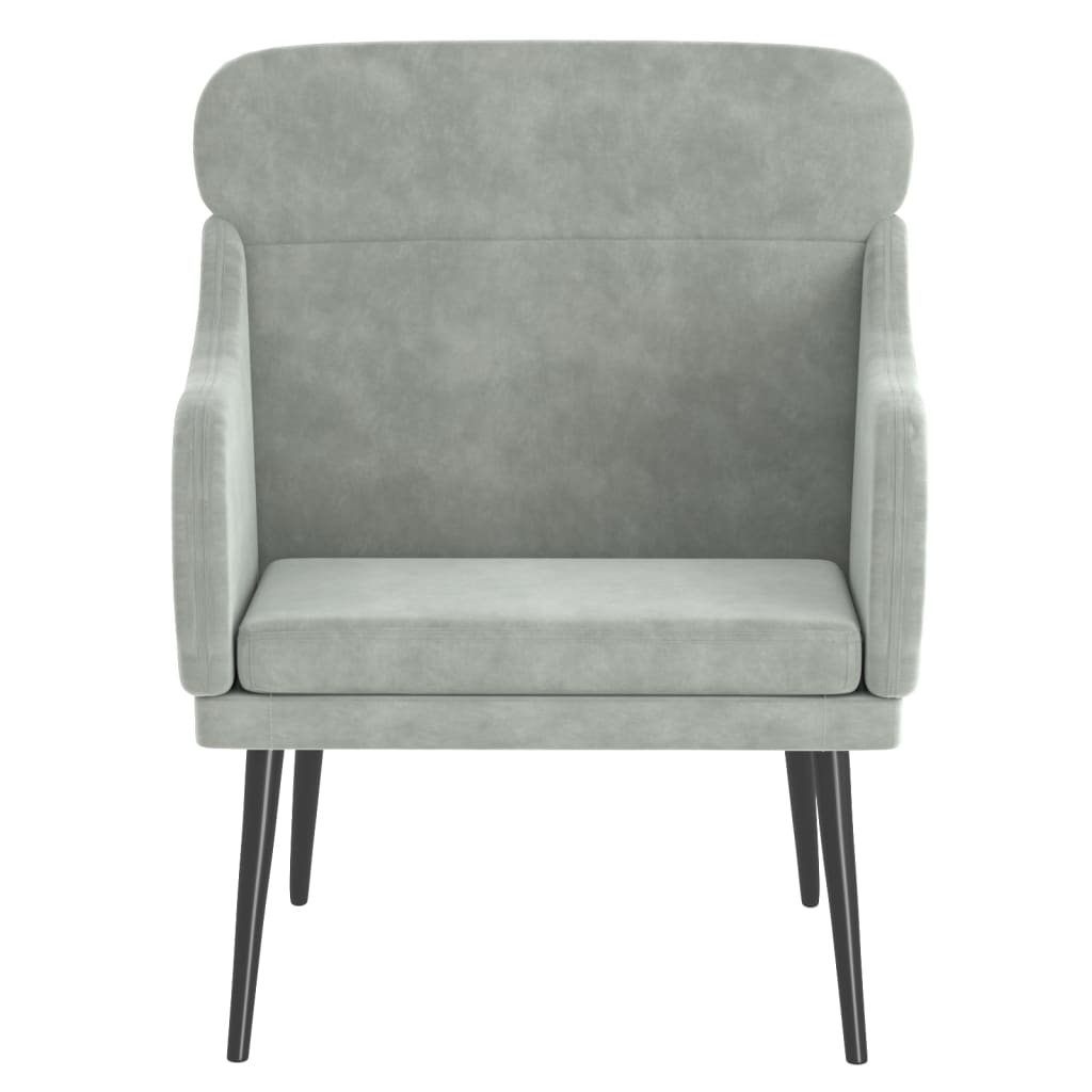 Fauteuil 63x76x80 cm fluweel lichtgrijs