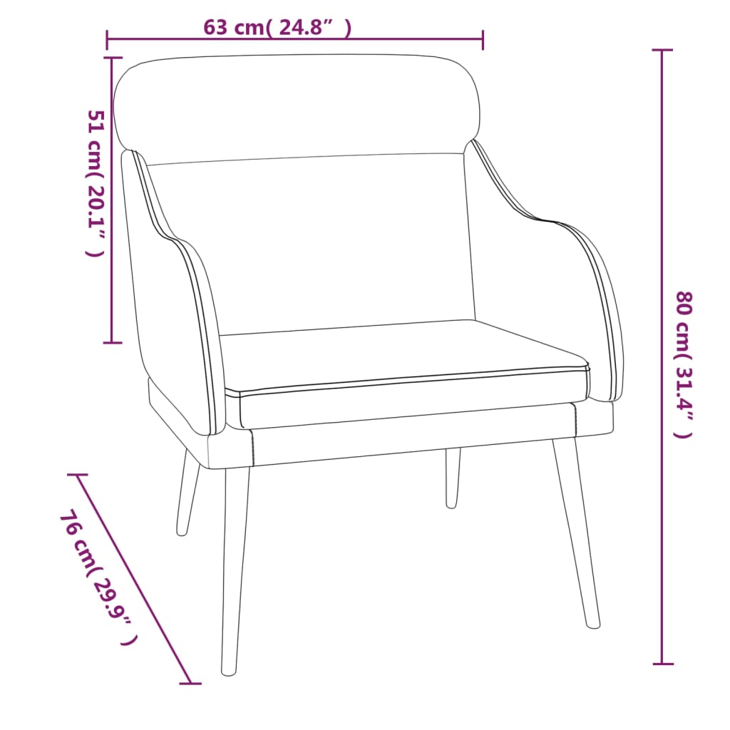 Fauteuil 63x76x80 cm fluweel lichtgrijs